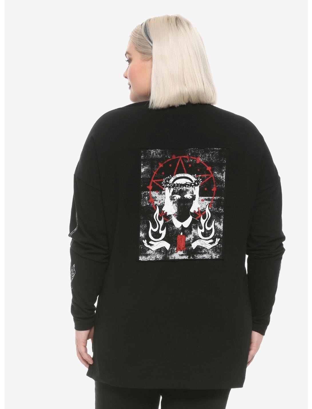 Chilling Adventures Of Sabrina Herald Of Hell Half-Zipper Girls Long-Sleeve T-Shirt Plus Size, MULTI, hi-res