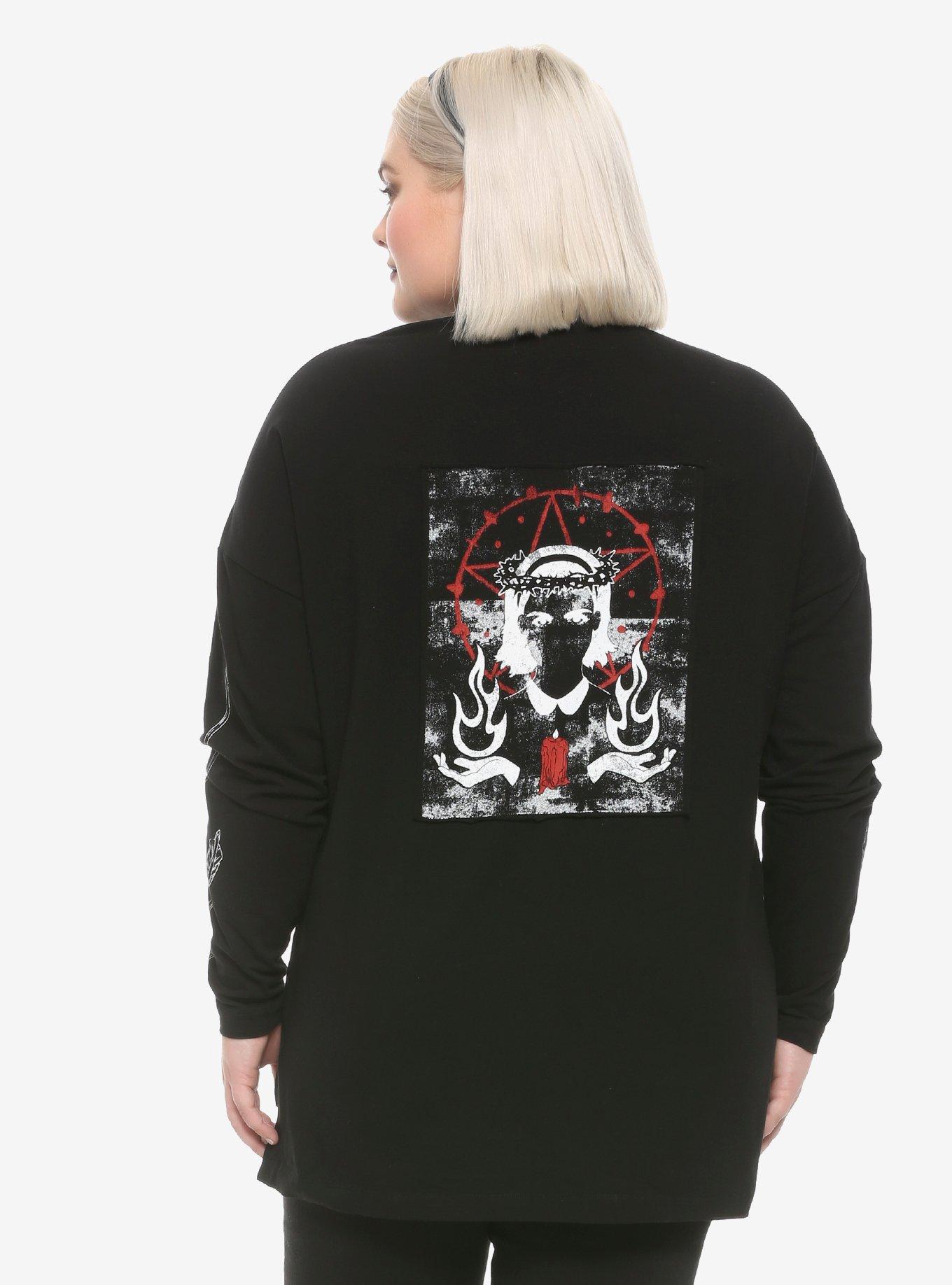 Chilling Adventures Of Sabrina Herald Of Hell Half-Zipper Girls Long-Sleeve T-Shirt Plus Size, MULTI, hi-res