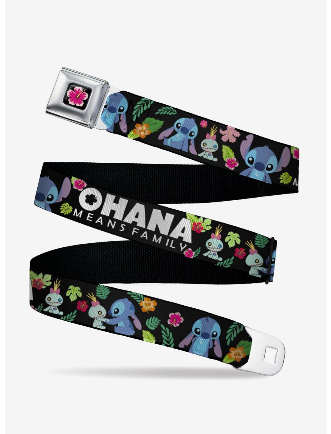 Disney Lilo & Stitch Ohana Means Family Scrump Poses Tropical Flora Seatbelt Belt, , hi-res