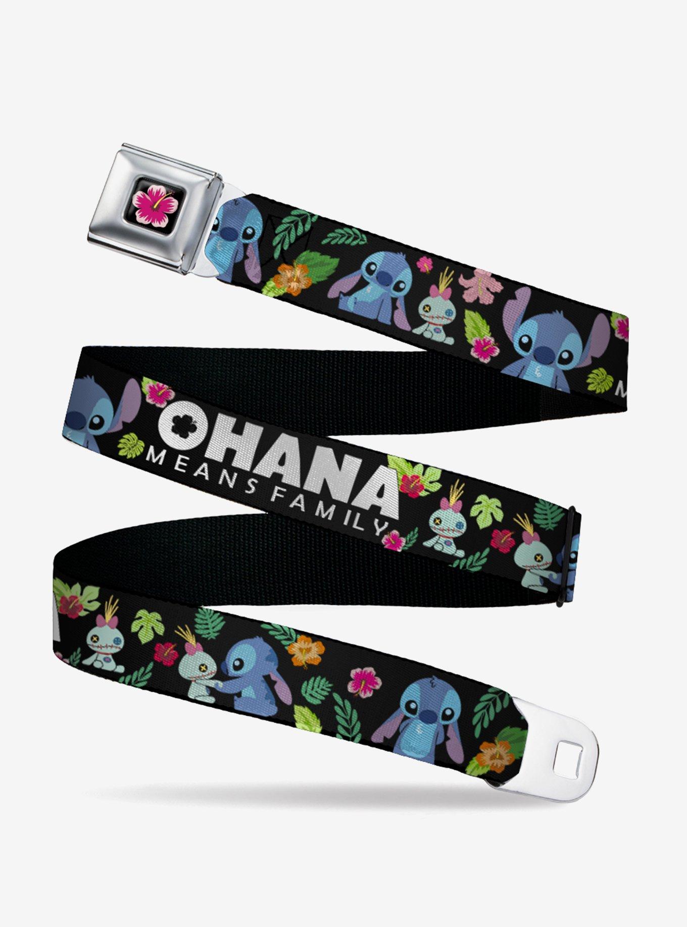 Disney Lilo & Stitch Ohana Means Family Scrump Poses Tropical Flora Seatbelt Belt, , hi-res