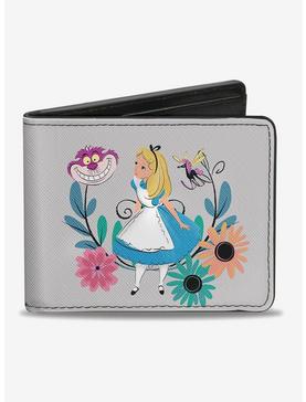 Disney Alice In Wonderland: Alice and Chelshire Cat Flowers Bi-Fold Wallet, , hi-res