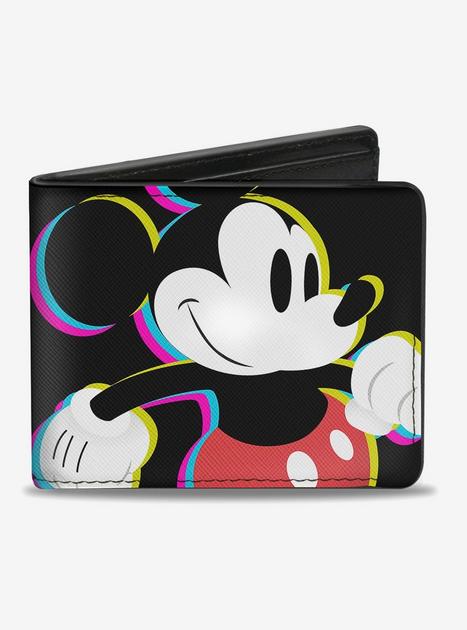 Disney Mickey Mouse Walking Pose Pixel Text Bi-Fold Wallet | BoxLunch