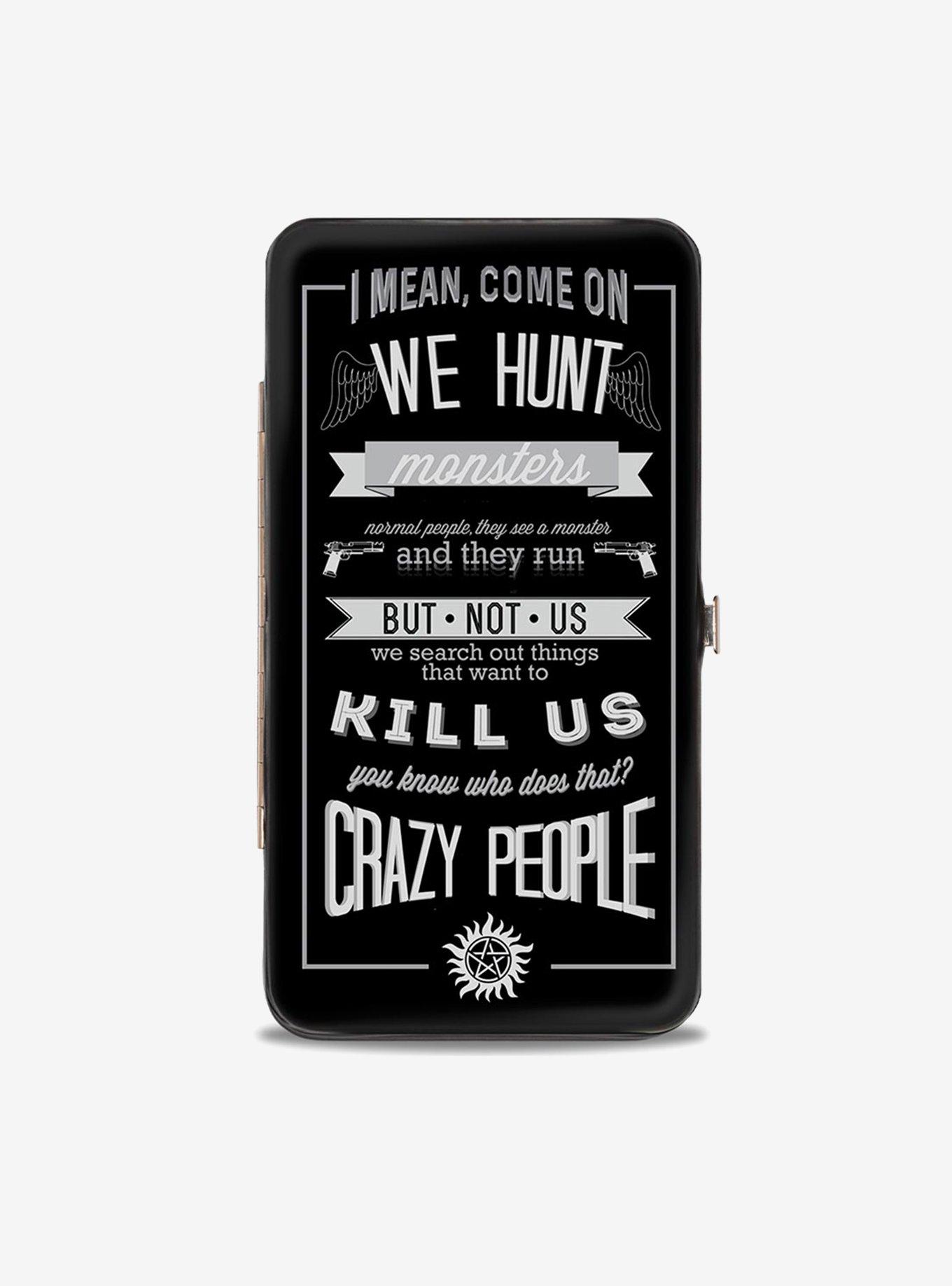 Supernatural Dean Crazy People Quote Winchester Pentagram Hinged Wallet, , hi-res