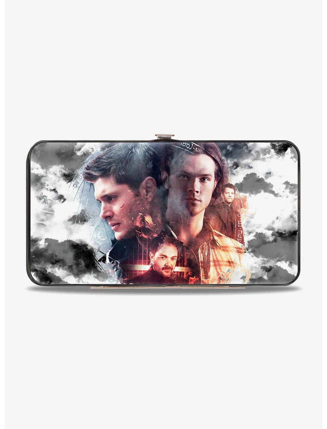 Supernatural Four Character Collage Logo Clouds Hinged Wallet, , hi-res