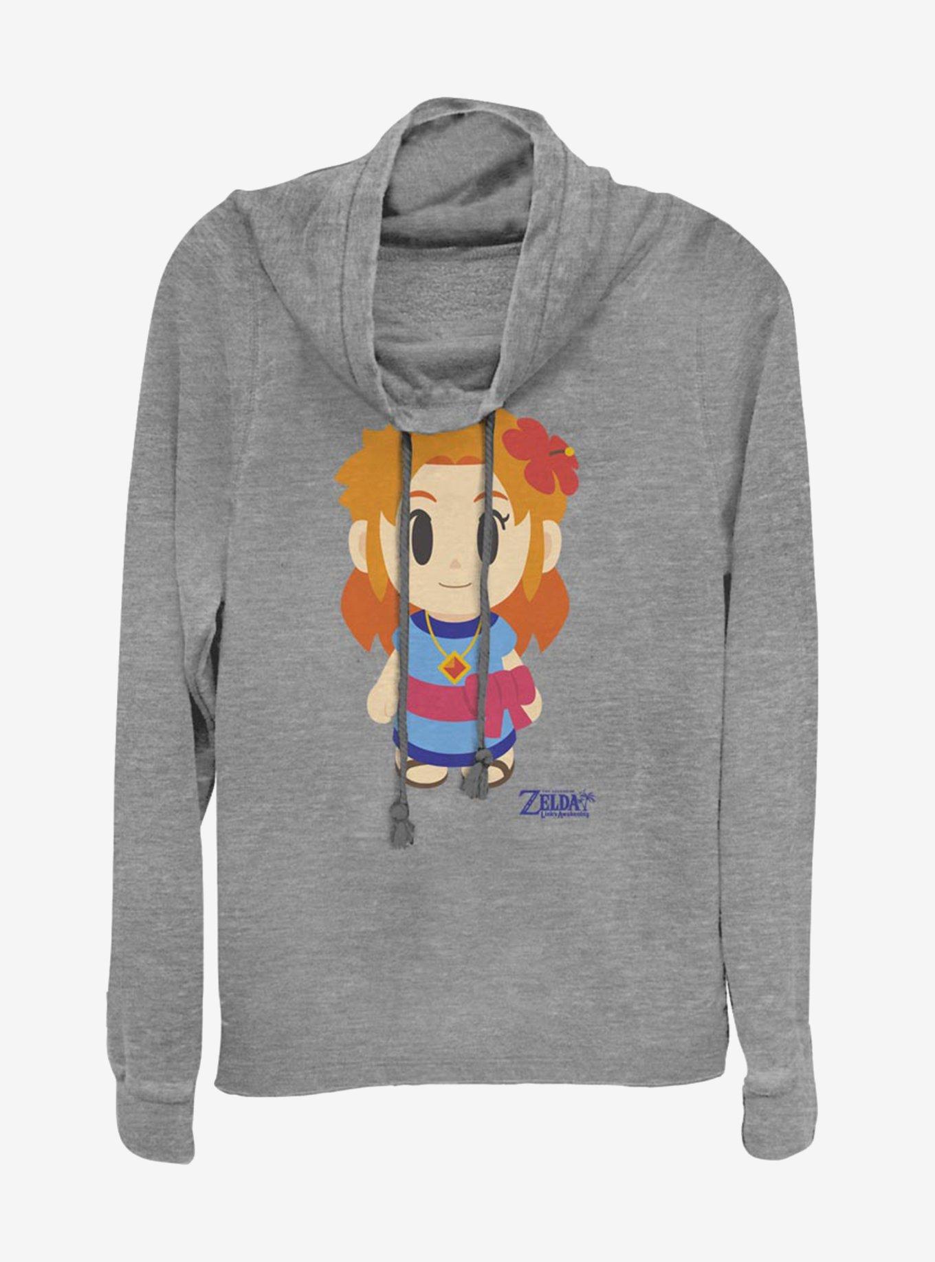 Nintendo The Legend of Zelda: Link's Awakening Marin Avatar Color Cowl Neck Long-Sleeve Girls Top, GRAY HTR, hi-res