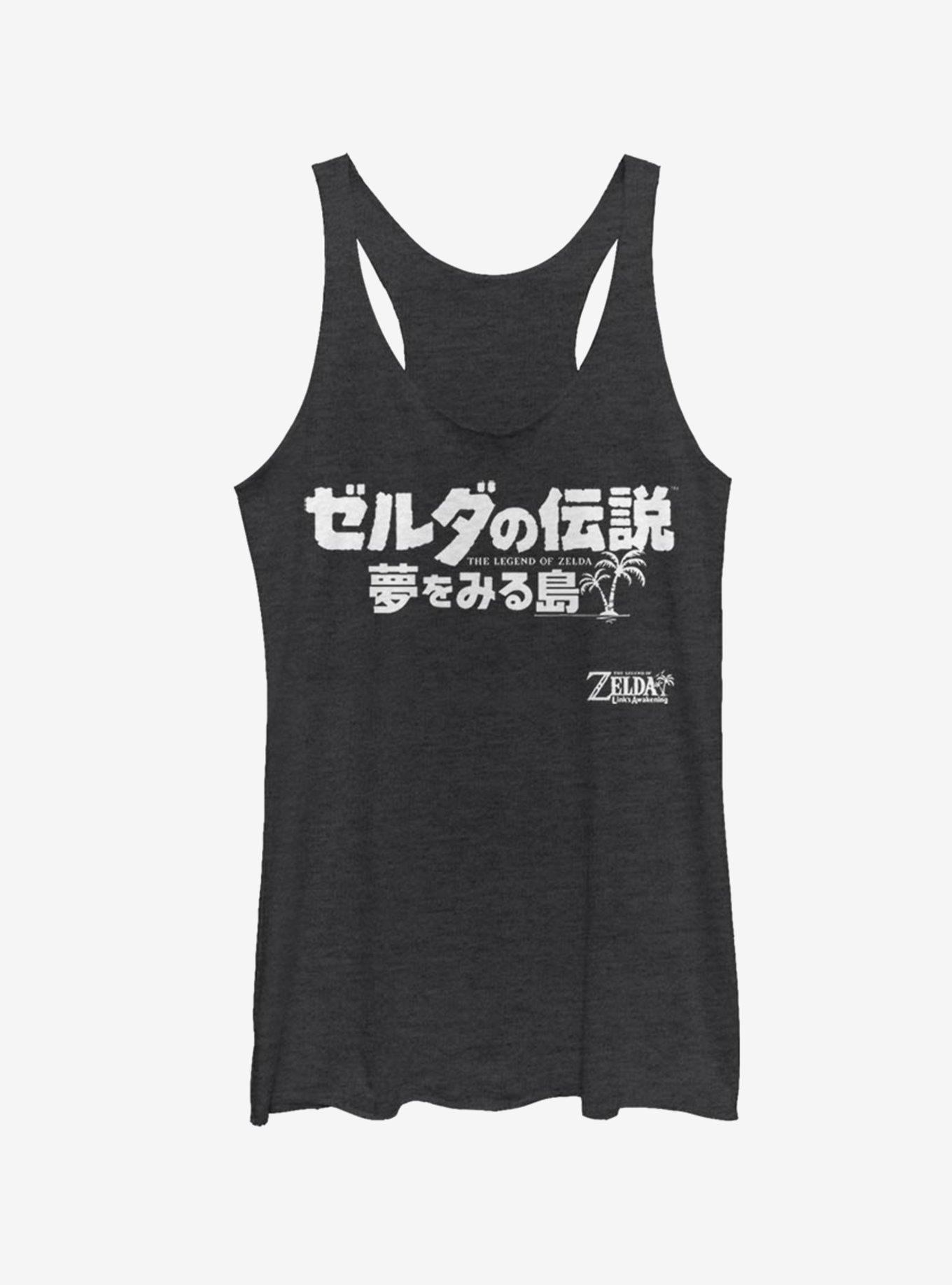 Nintendo The Legend of Zelda: Link's Awakening Japanese Logo Girls Tank, BLK HTR, hi-res