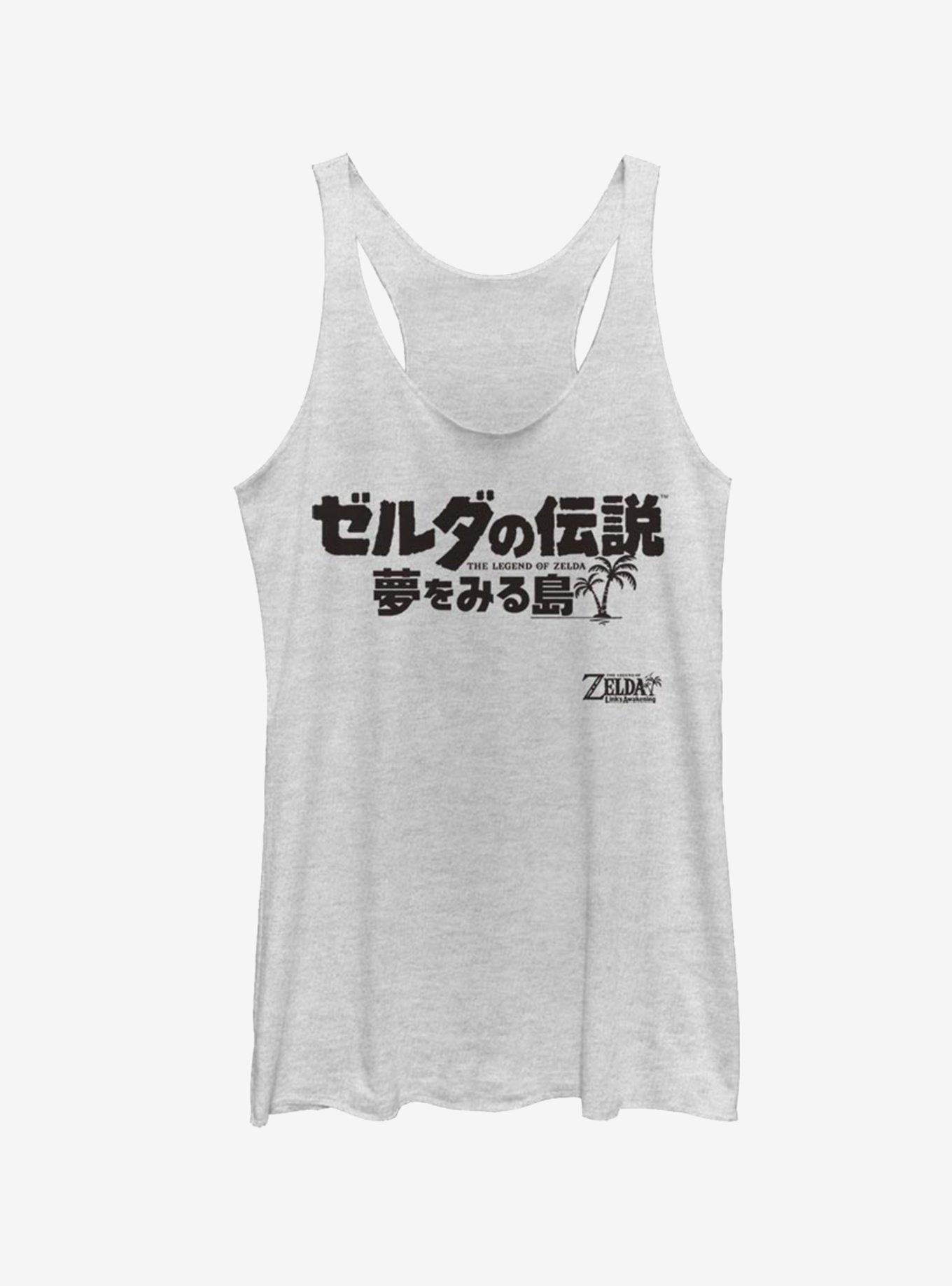 Nintendo The Legend of Zelda: Link's Awakening Japanese Logo Girls Tank, WHITE HTR, hi-res