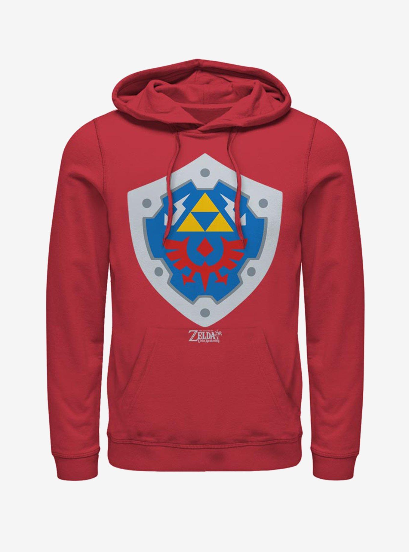 Nintendo The Legend of Zelda: Link's Awakening Hylian Shield Hoodie, RED, hi-res