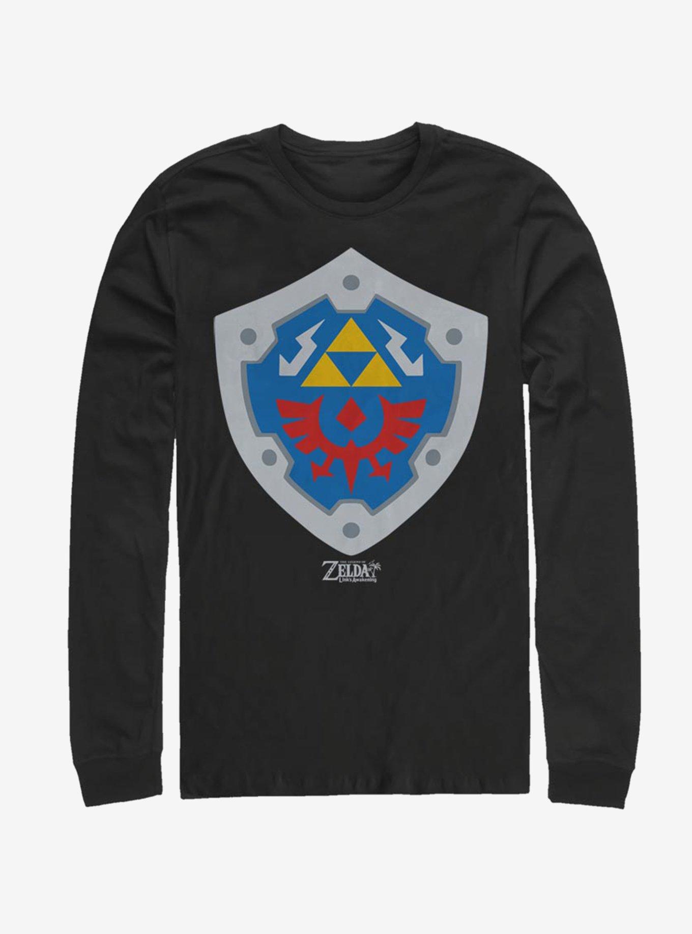 Nintendo The Legend of Zelda: Link's Awakening Hylian Shield Long-Sleeve T-Shirt, BLACK, hi-res