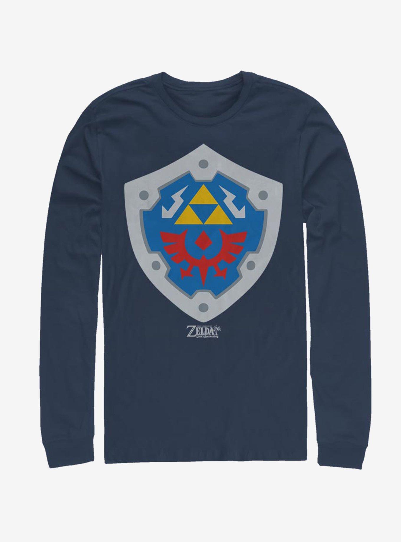 Nintendo The Legend of Zelda: Link's Awakening Hylian Shield Long-Sleeve T-Shirt, NAVY, hi-res