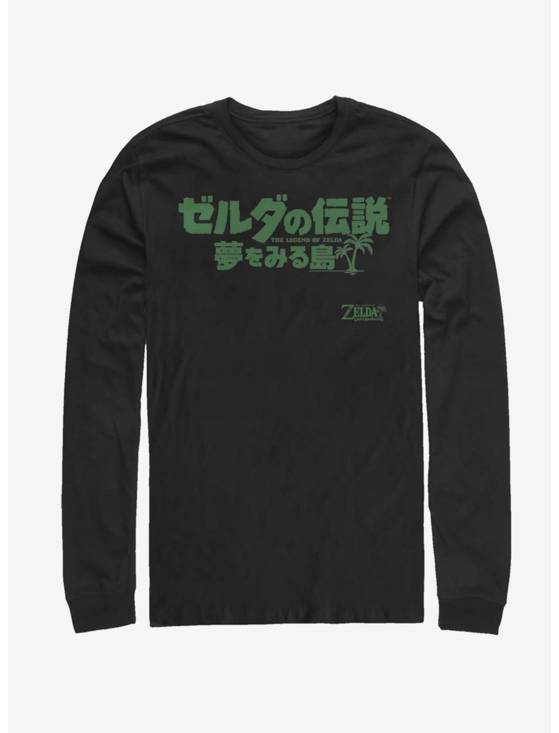 Nintendo The Legend of Zelda: Link's Awakening Japanese Logo Long-Sleeve T-Shirt, BLACK, hi-res