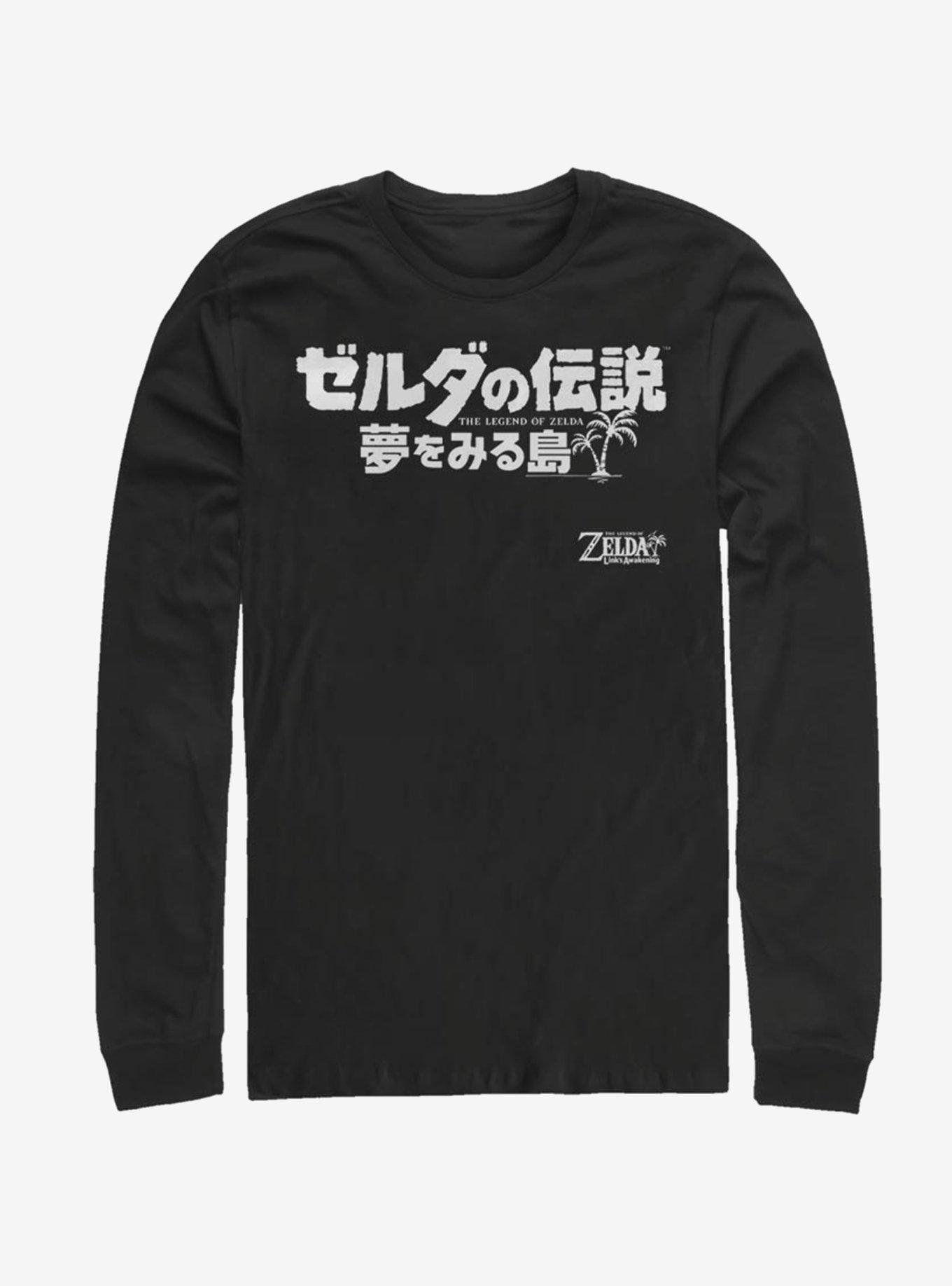 Nintendo The Legend of Zelda: Link's Awakening Japanese Logo Long-Sleeve T-Shirt, BLACK, hi-res