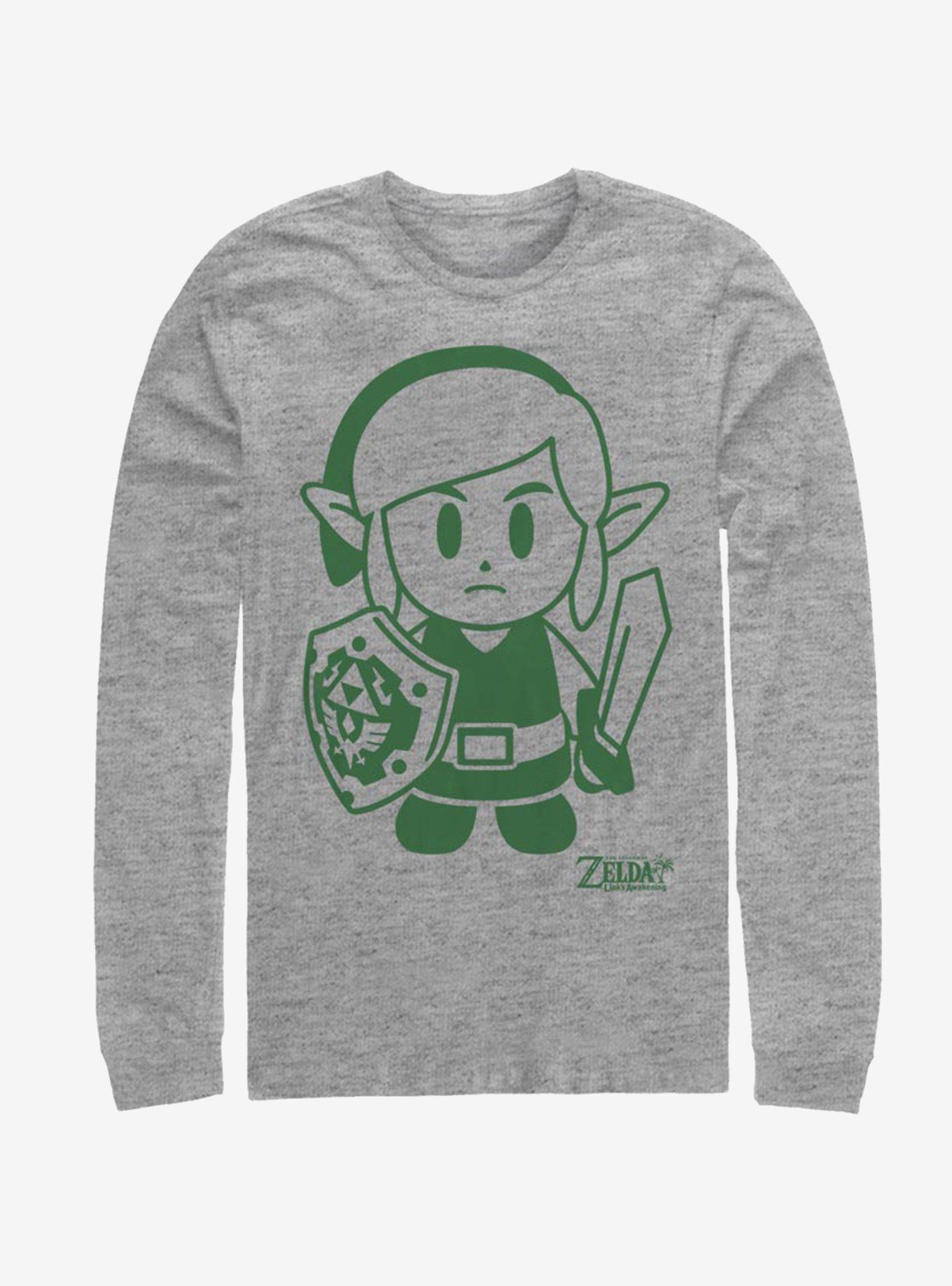 Nintendo The Legend of Zelda: Link's Awakening Link Avatar Outline Long-Sleeve T-Shirt, ATH HTR, hi-res