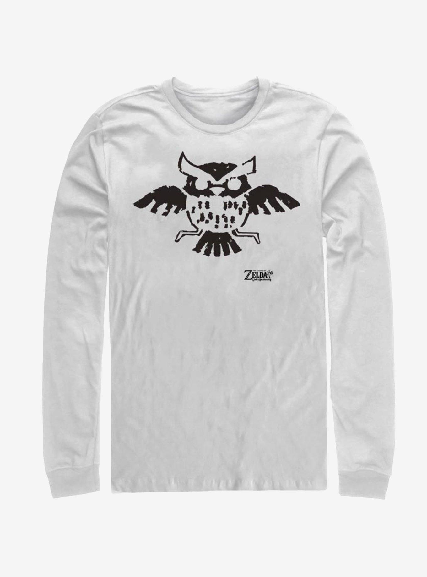 Nintendo The Legend of Zelda: Link's Awakening Owl Glyph Long-Sleeve T-Shirt, WHITE, hi-res