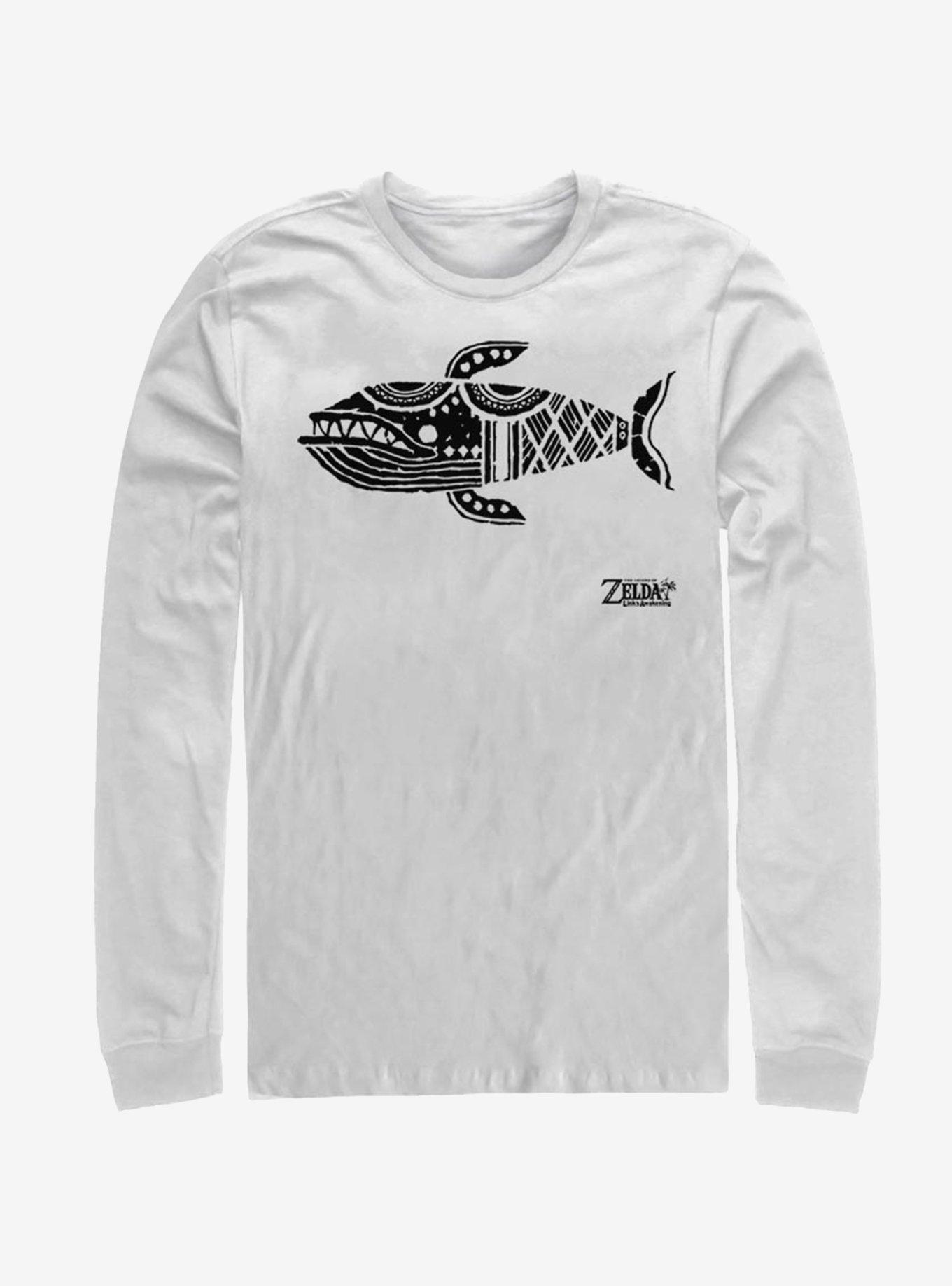 Nintendo The Legend of Zelda: Link's Awakening Whale Glyph Long-Sleeve T-Shirt, WHITE, hi-res