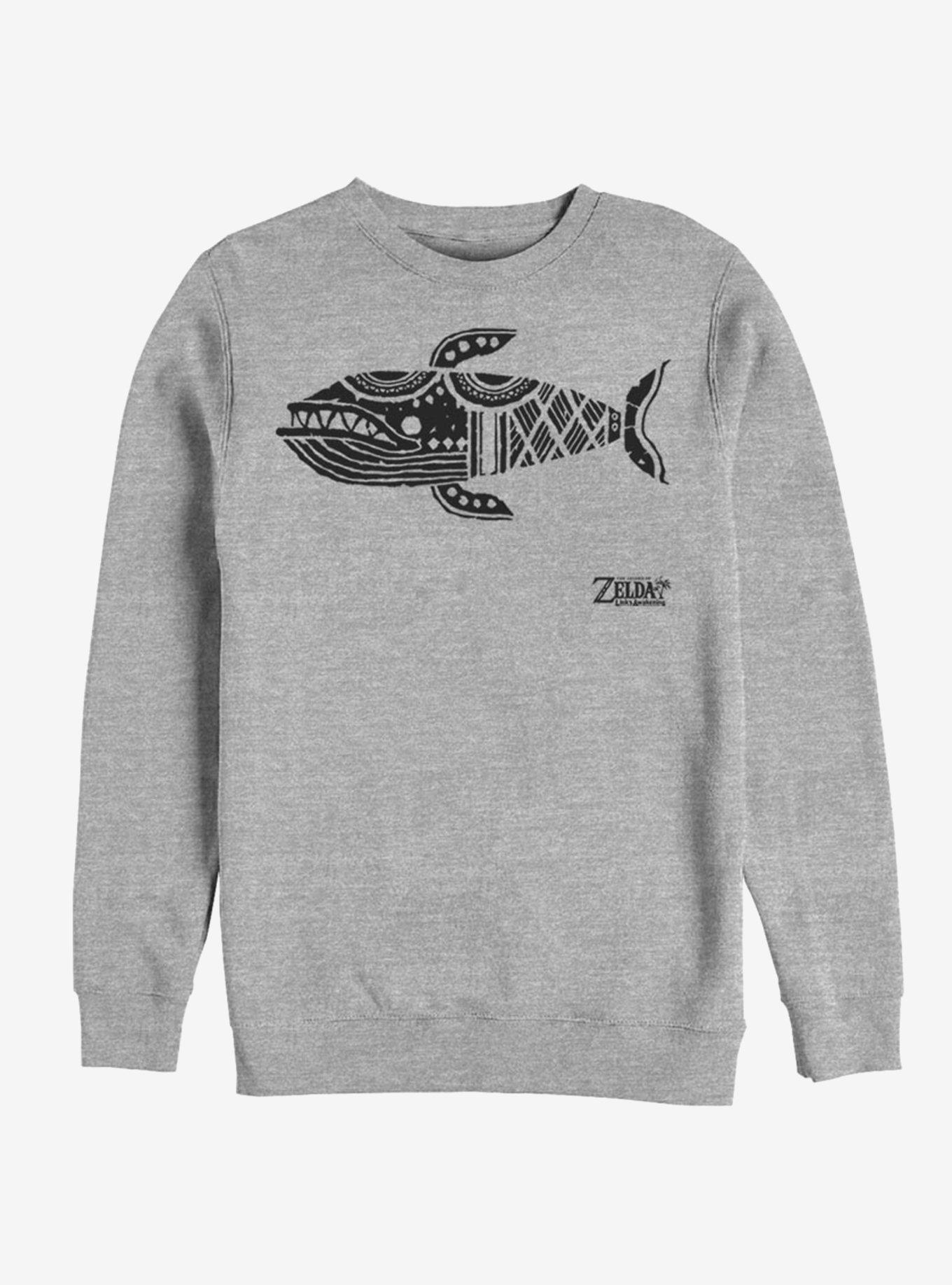 Nintendo The Legend of Zelda: Link's Awakening Whale Glyph Sweatshirt, ATH HTR, hi-res