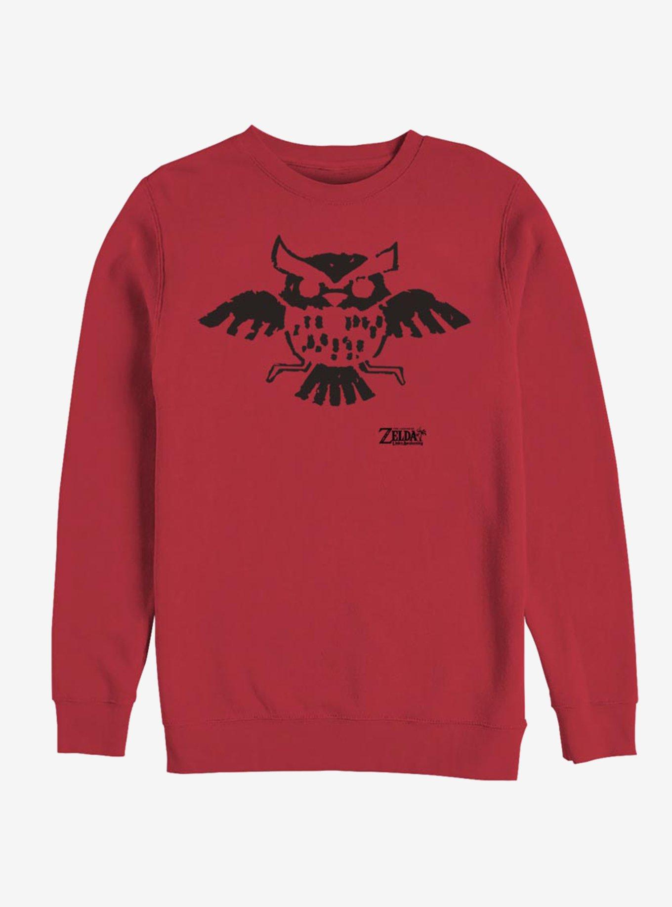 Nintendo The Legend of Zelda: Link's Awakening Owl Glyph Sweatshirt, RED, hi-res