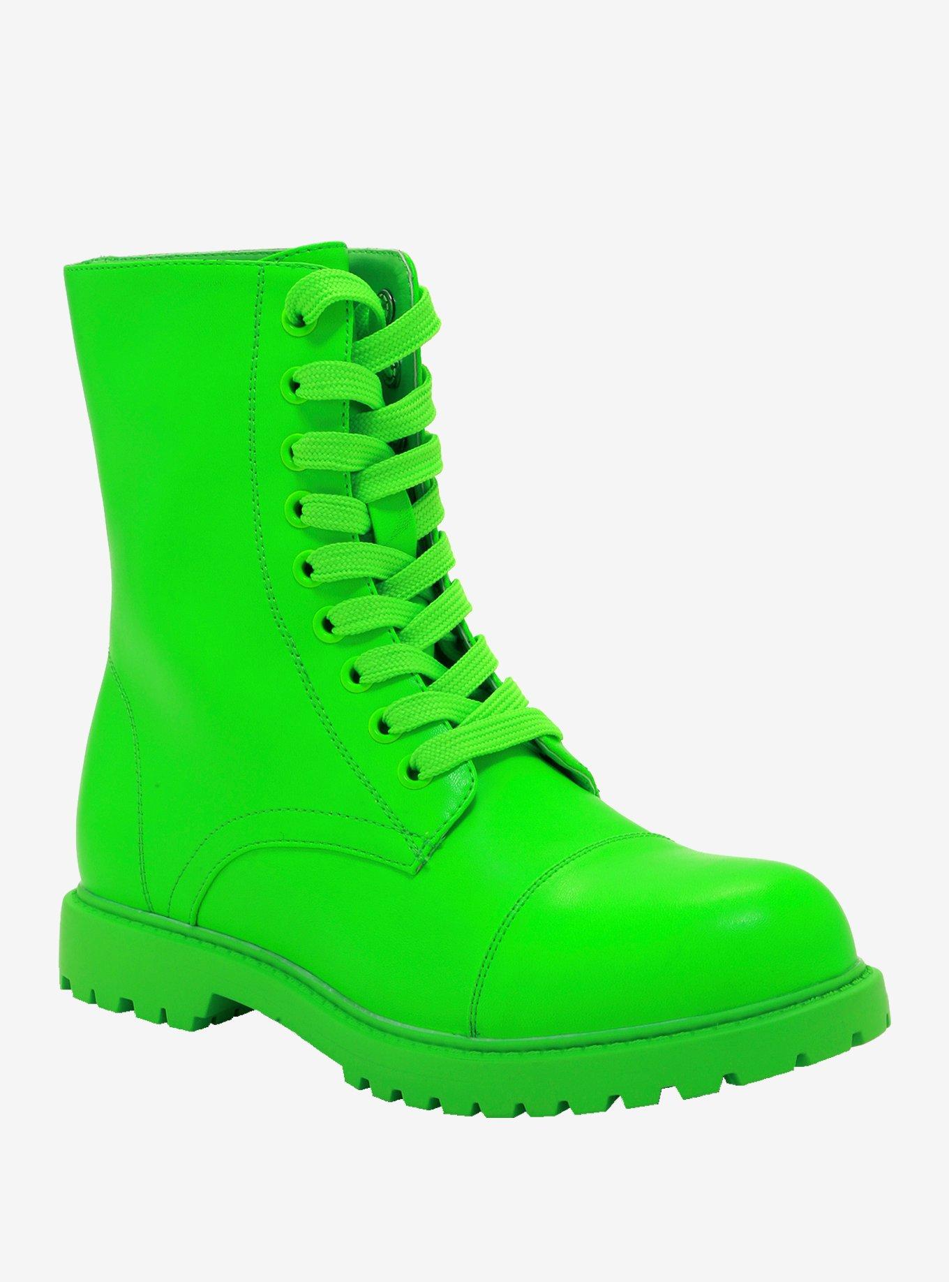 Neon Green Combat Boots | Hot Topic