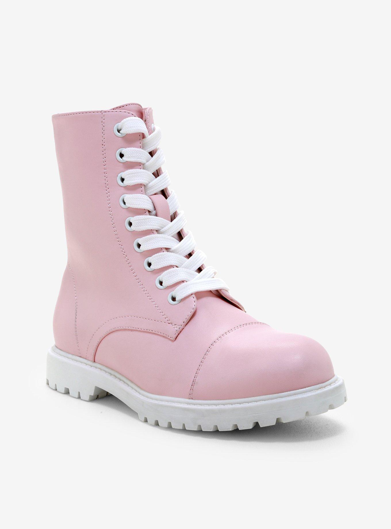 Pink combat 2025 boots women's