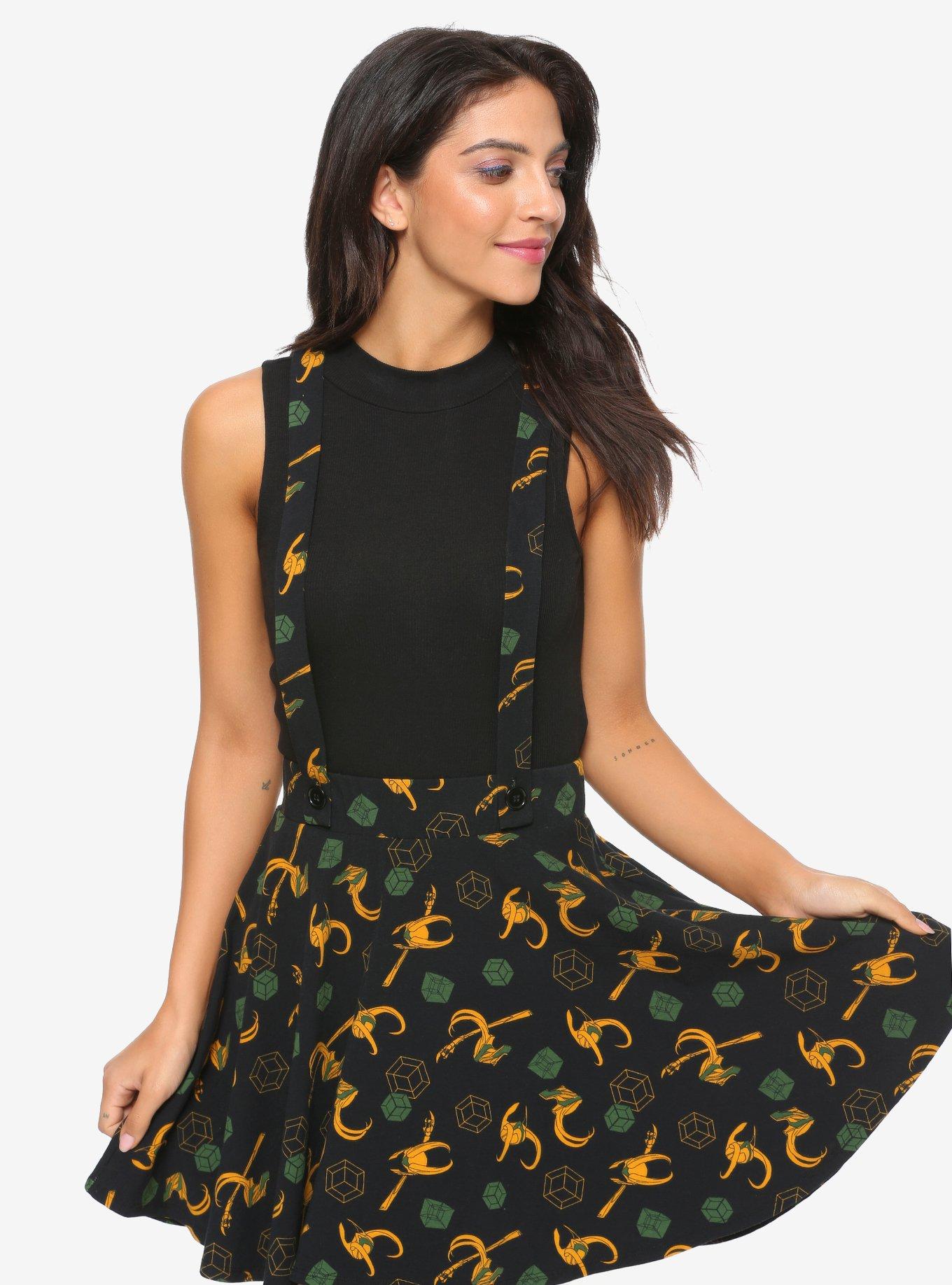 Her Universe Marvel Loki Suspender Skirt, MULTI, hi-res