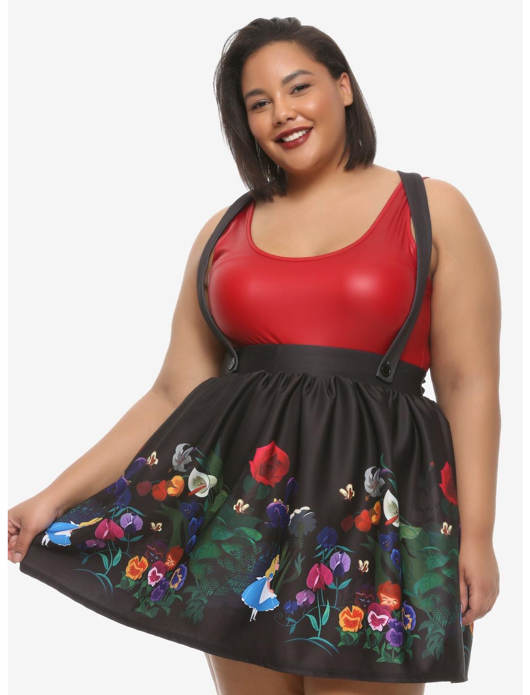 Disney Alice In Wonderland Flower Garden Suspender Skirt Plus Size, MULTI, hi-res