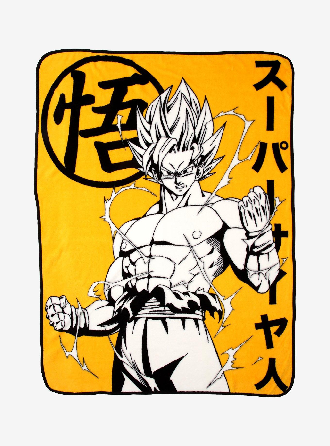 Dragon Ball Z Super Saiyan Plush Throw Blanket Hot Topic