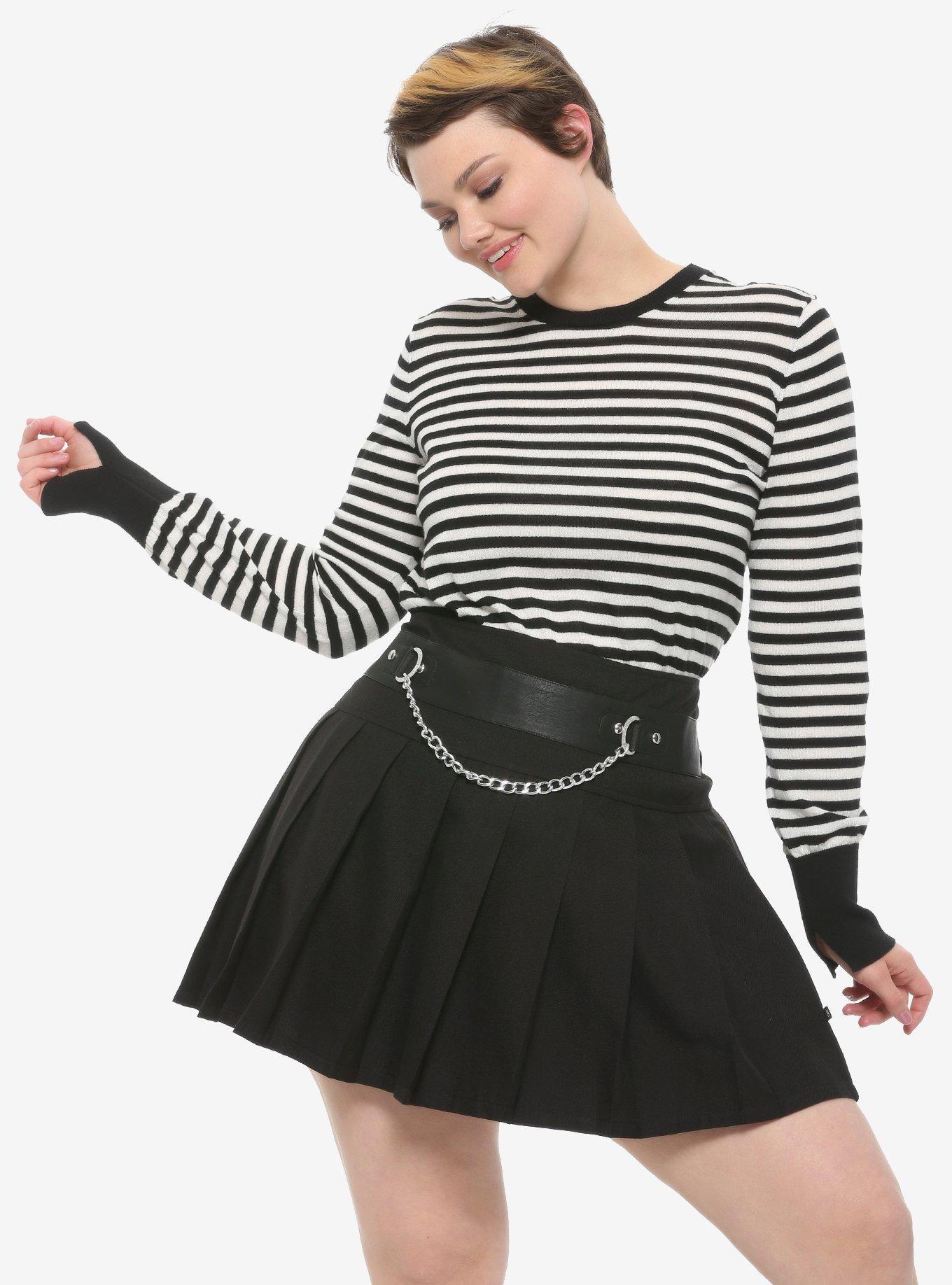 Royal Bones By Tripp Chain Pleated Skirt Plus Size, BLACK, hi-res