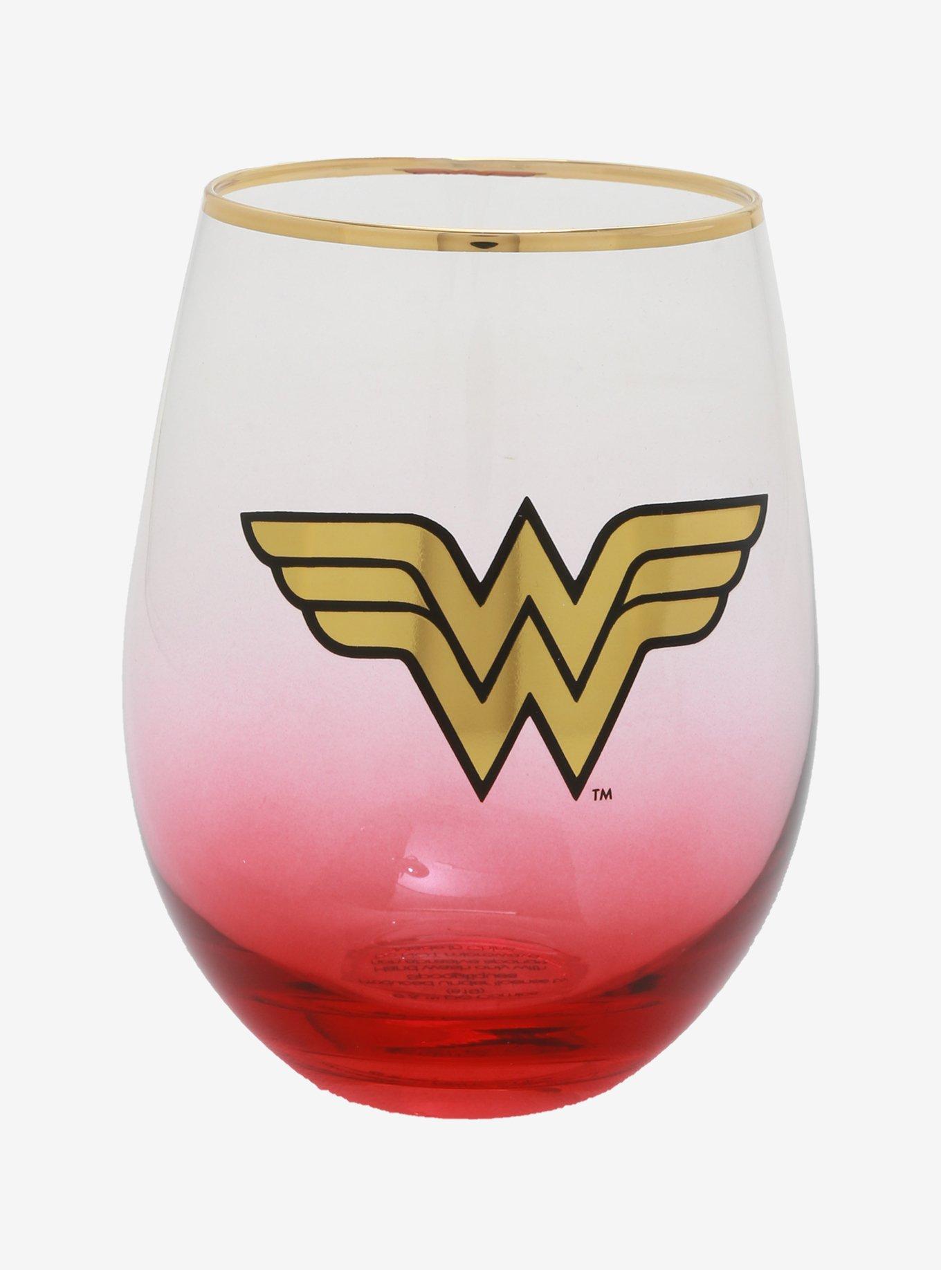 DC Comics Wonder Woman Symbol Stemless Glass, , hi-res