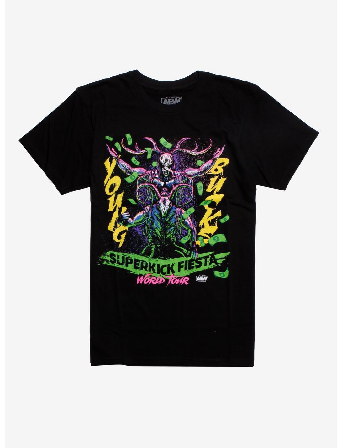 All Elite Wrestling Young Bucks Superkick Fiesta T-Shirt, BLACK, hi-res