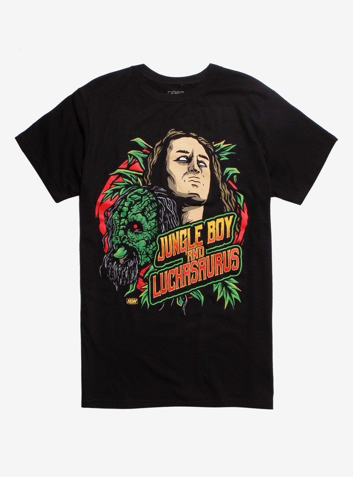All Elite Wrestling Jungle Boy And Luchasaurus T-Shirt, BLACK, hi-res