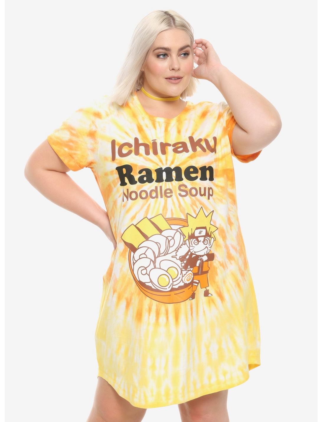 Naruto Shippuden Ichiraku Ramen Tie-Dye T-Shirt Dress Plus Size, TIE DYE, hi-res