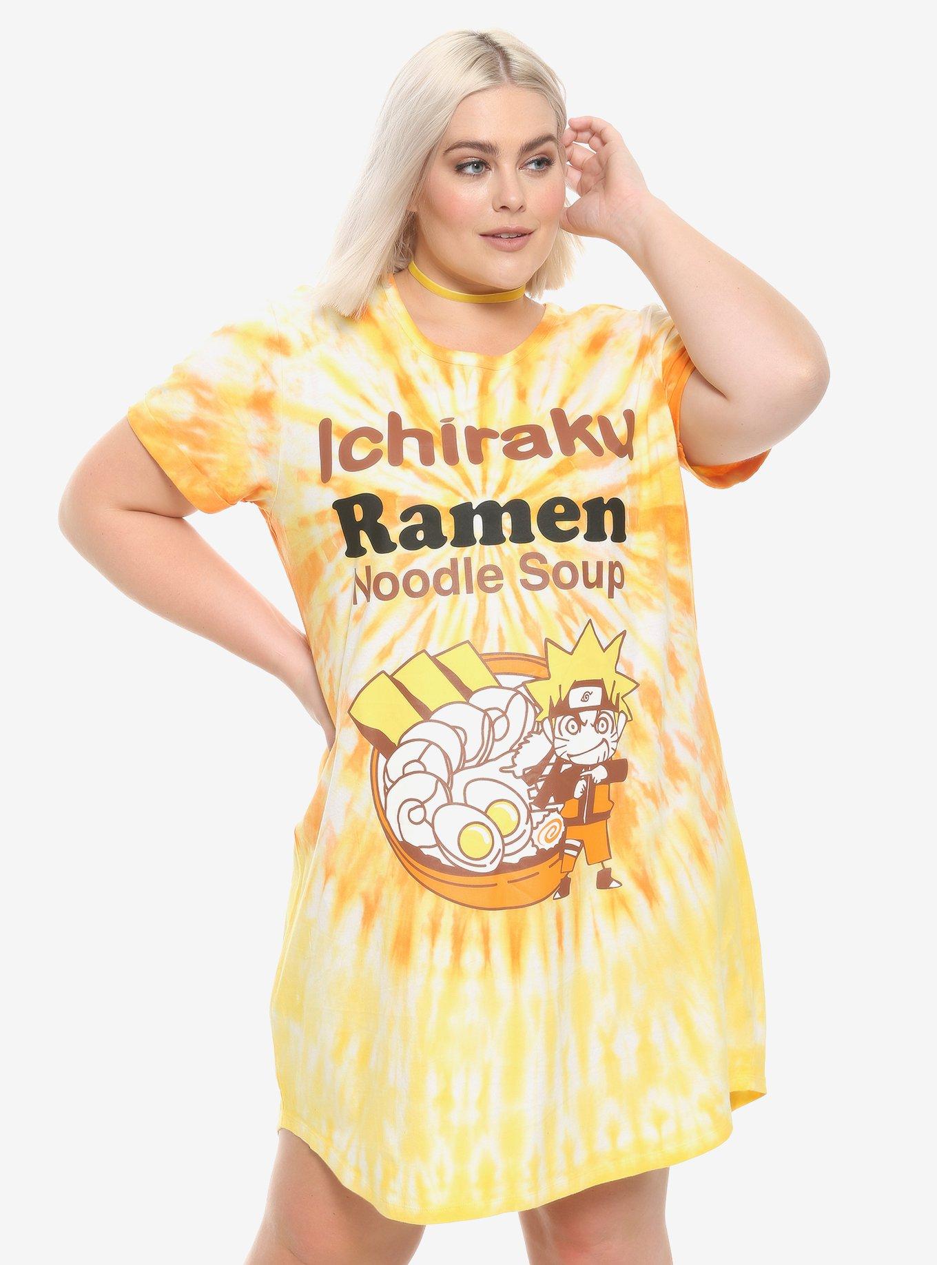 Naruto Shippuden Ichiraku Ramen Tie-Dye T-Shirt Dress Plus Size, TIE DYE, hi-res