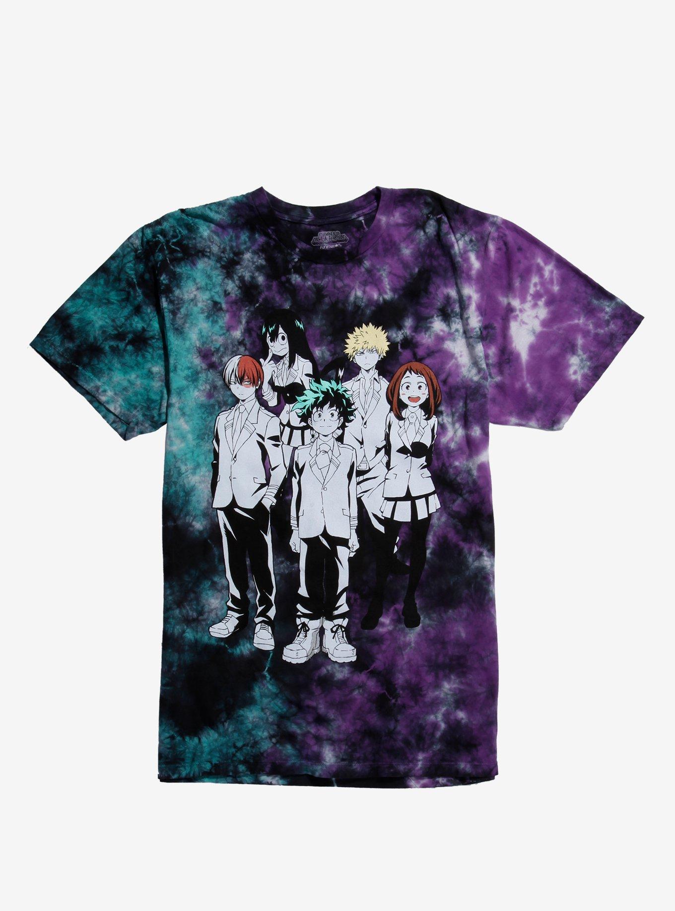 My Hero Academia Group Blue & Purple Acid Wash T-Shirt, MULTI, hi-res