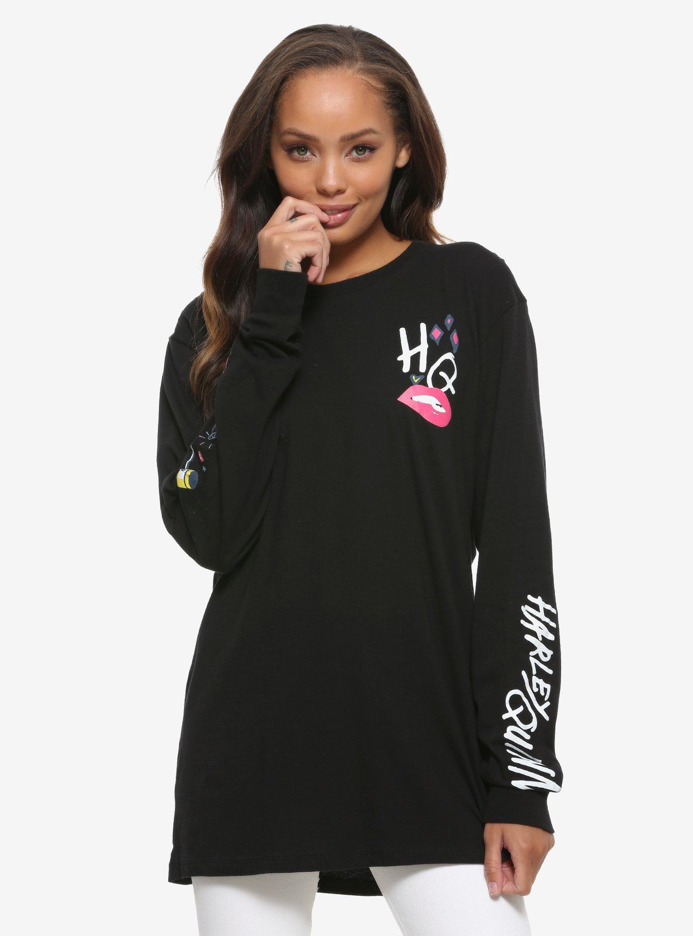 DC Comics Birds of Prey Harley Quinn Women's Long Sleeve T-Shirt - BoxLunch Exclusive, BLACK, hi-res