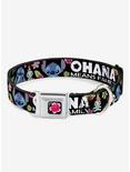 Disney Lilo & Stitch Ohana Means Family Stitch Scrump Poses Tropical Flora Seatbelt Buckle Dog Collar, BLACK, hi-res