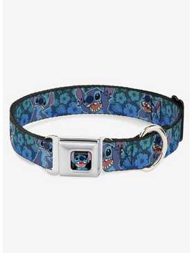 Disney Lilo & Stitch Expressions Hibiscus Collage Seatbelt Buckle Dog Collar, , hi-res