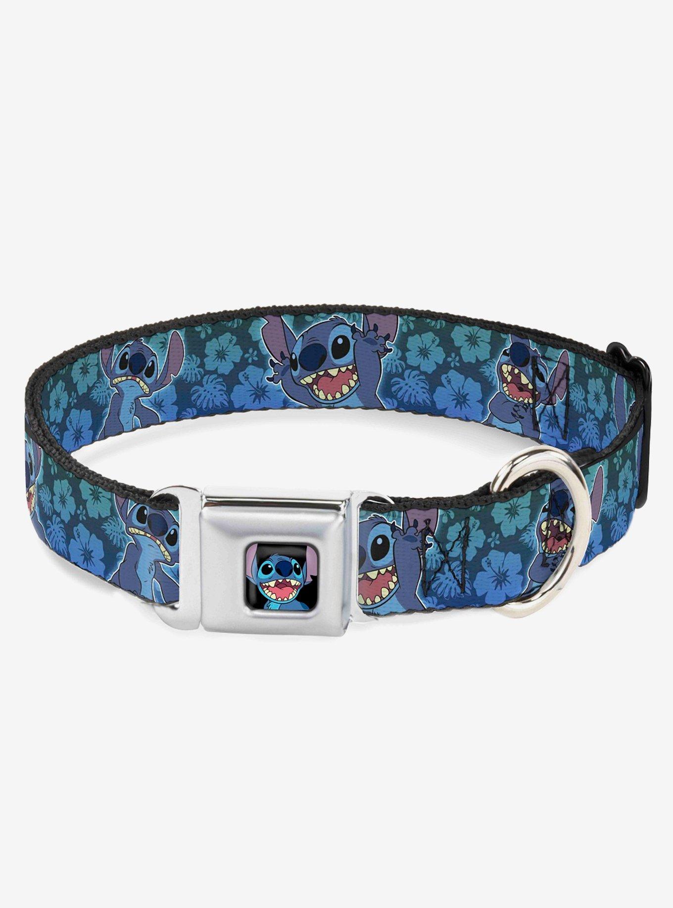 Disney Lilo & Stitch Expressions Hibiscus Collage Seatbelt Buckle Dog Collar, , hi-res