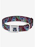 Disney Lilo & Stitch Expressions Tropical Flora Seatbelt Buckle Dog Collar, BLUE  RED, hi-res