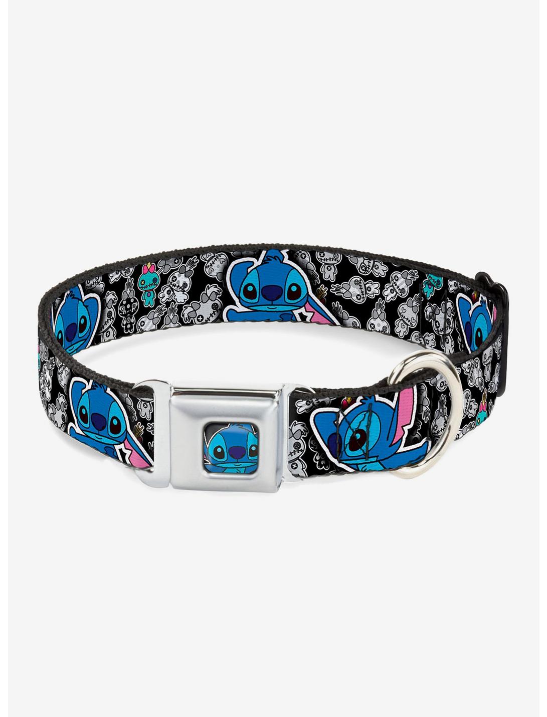 Disney Lilo & Stitch Poses Mini Scrump Scattered Seatbelt Buckle Dog Collar, BLUE BLACK, hi-res