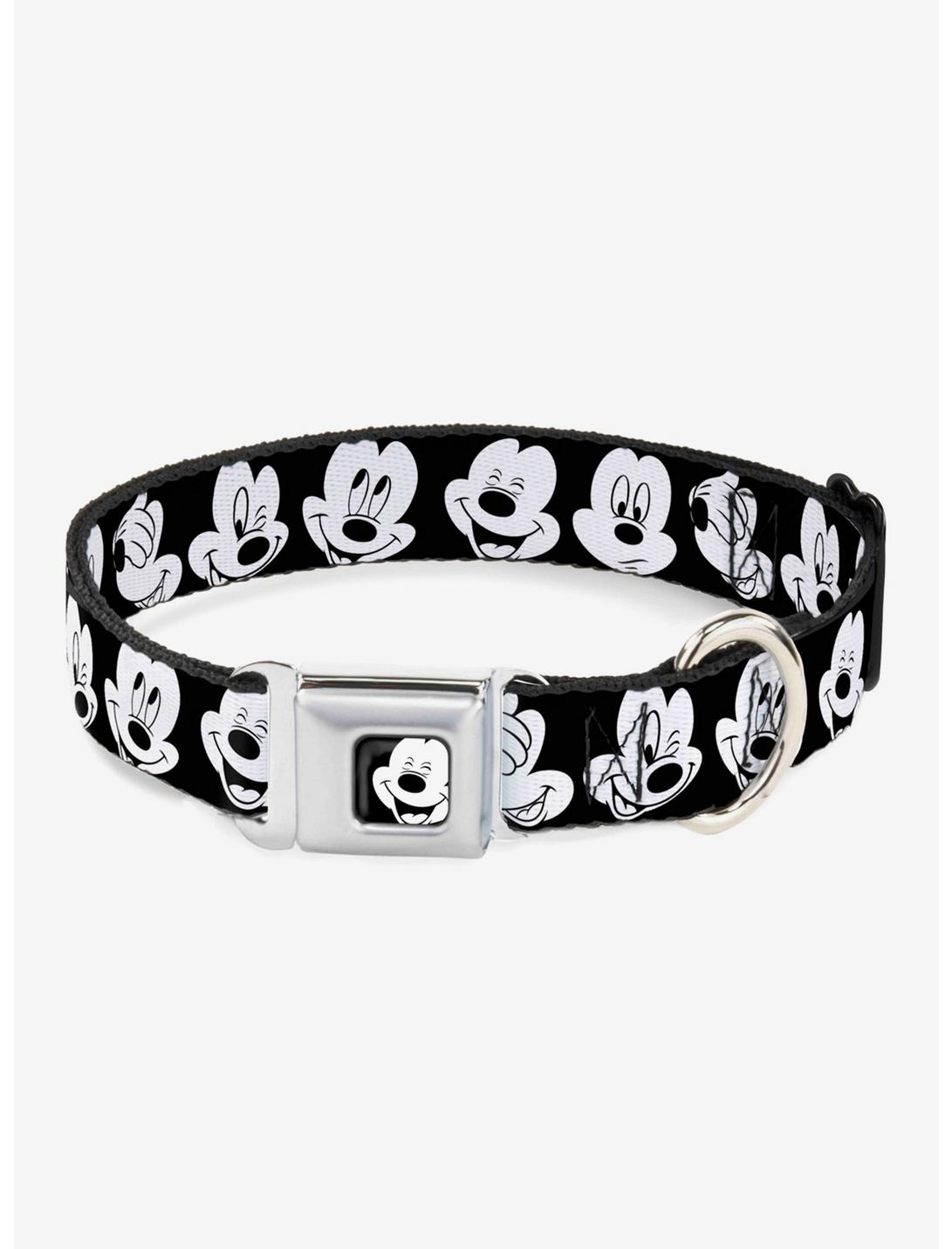 Disney Mickey Mouse Expressions Close Up Seatbelt Buckle Dog Collar, BLACK  WHITE, hi-res