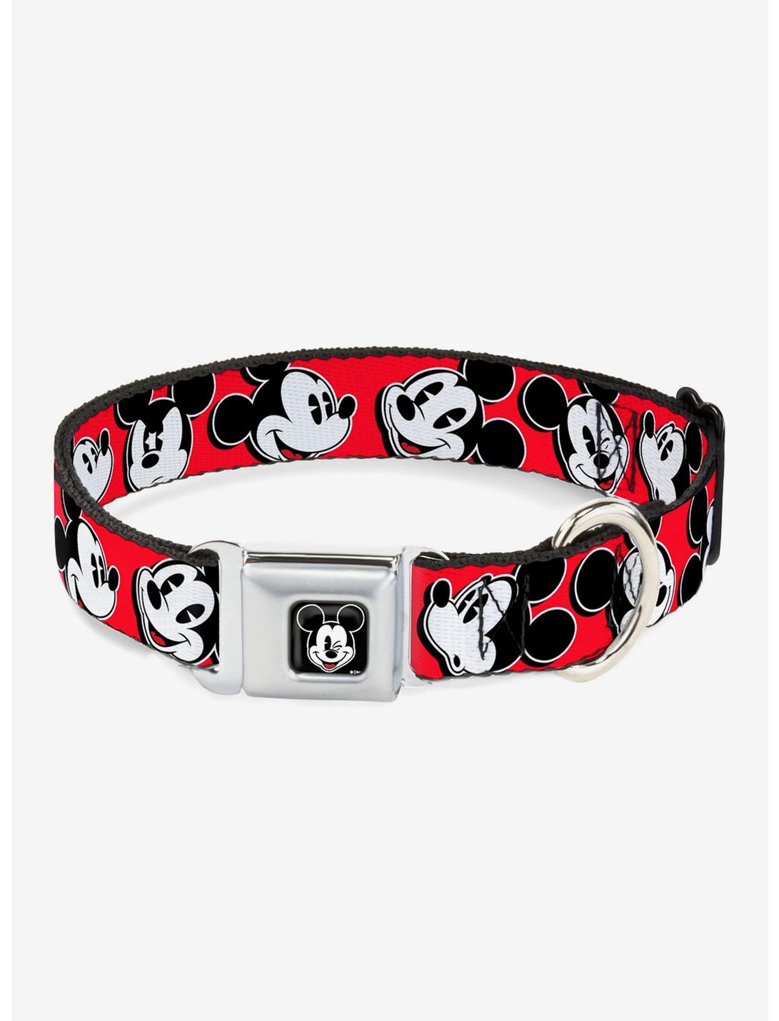 Disney Mickey Mouse Expressions Seatbelt Buckle Dog Collar, RED, hi-res