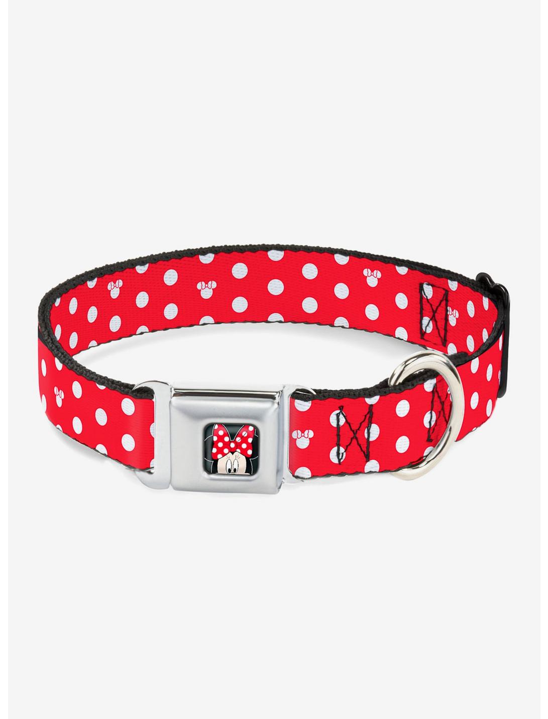 Disney Minnie Mouse Polka Dot Mini Silhouette Seatbelt Buckle Dog Collar, RED  WHITE, hi-res
