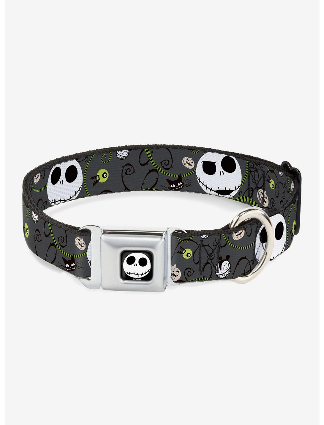 The Nightmare Before Christmas Jack Expressions Halloween Seatbelt Buckle Dog Collar, BLACK  WHITE, hi-res