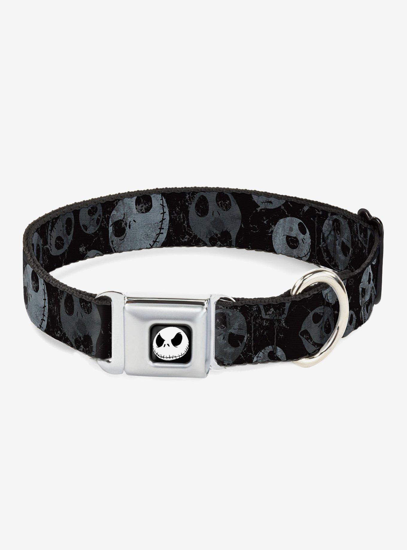 The Nightmare Before Christmas Jack Expressions Scattered Weather Seatbelt Buckle Dog Collar, BLACK  WHITE, hi-res