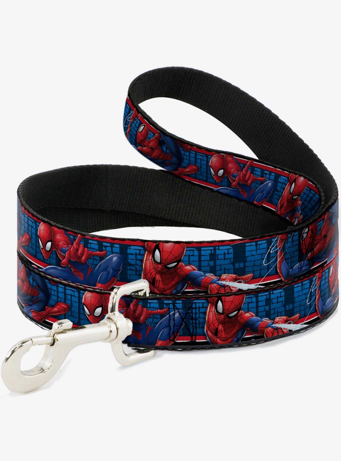 Marvel Spider-Man 3 Action Poses Bricks Stripe Blues Red White Dog Leash 6 Ft, , hi-res