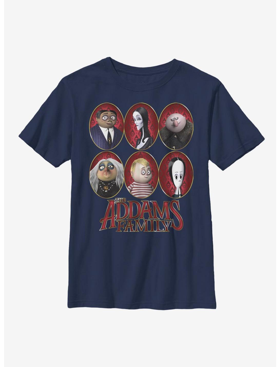 The Addams Family Family Portraits Youth T-Shirt, NAVY, hi-res