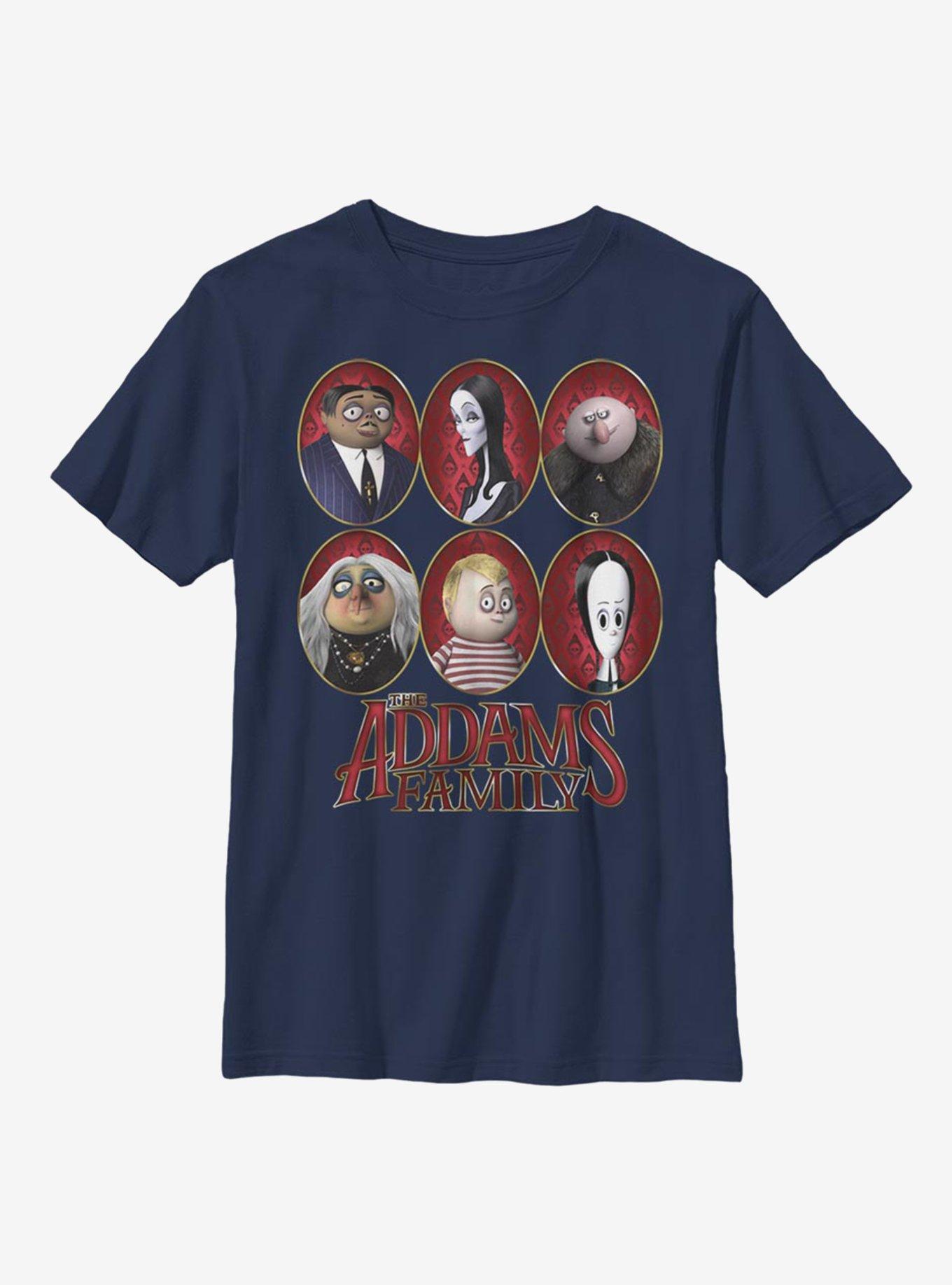 The Addams Family Family Portraits Youth T-Shirt, NAVY, hi-res