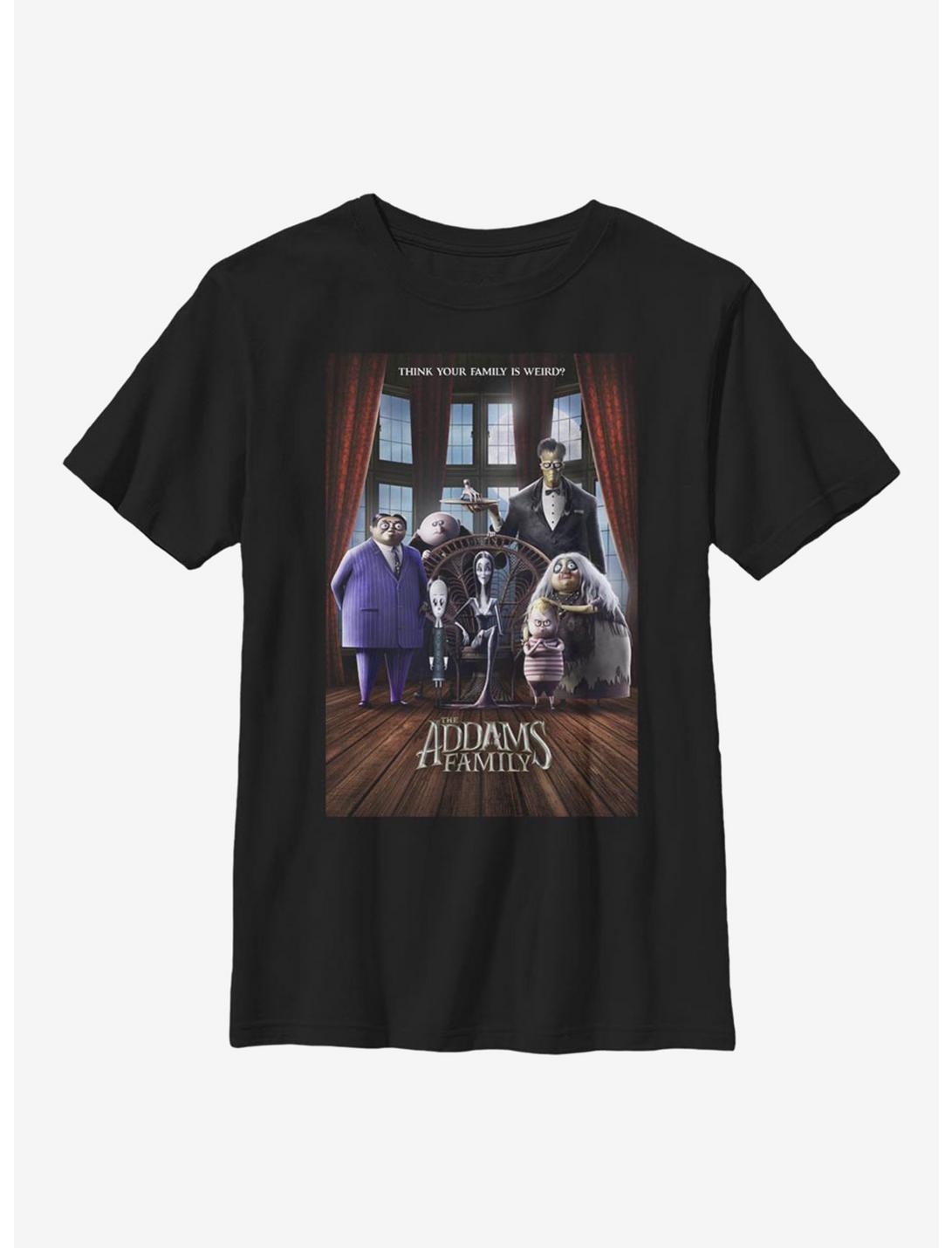 The Addams Family Theatrical Poster Youth T-Shirt, BLACK, hi-res