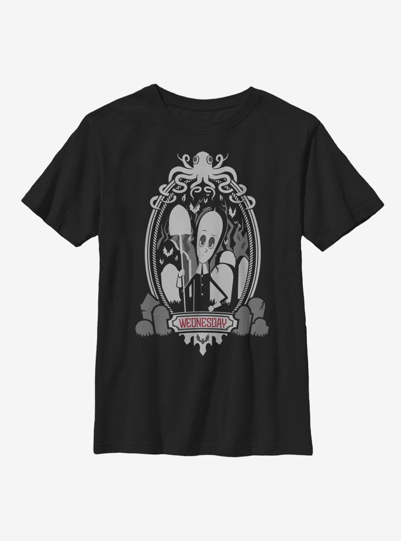The Addams Family Wednesday Graveyard Frame Youth T-Shirt, , hi-res