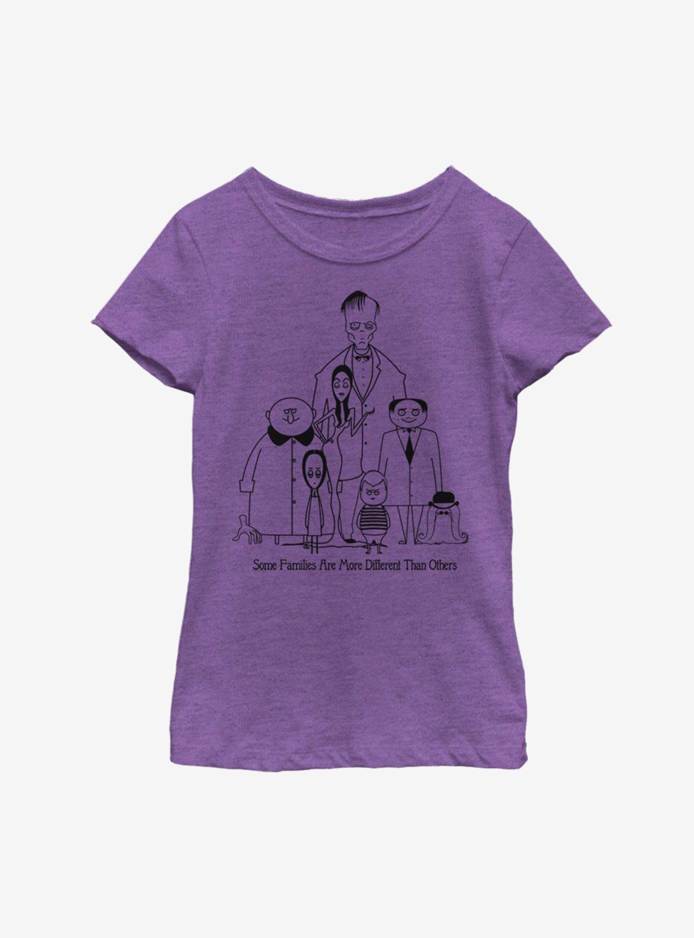 The Addams Family Classic Family Portrait Youth Girls T-Shirt, PURPLE BERRY, hi-res